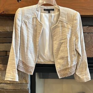 White House Black Market Textured Cream Blazer